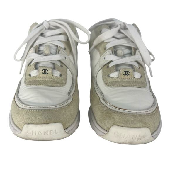 Chanel 2020 CC Logo Low Top Mixed Media Suede and Leather Nylon Chunky Sneakers - Picture 7 of 16